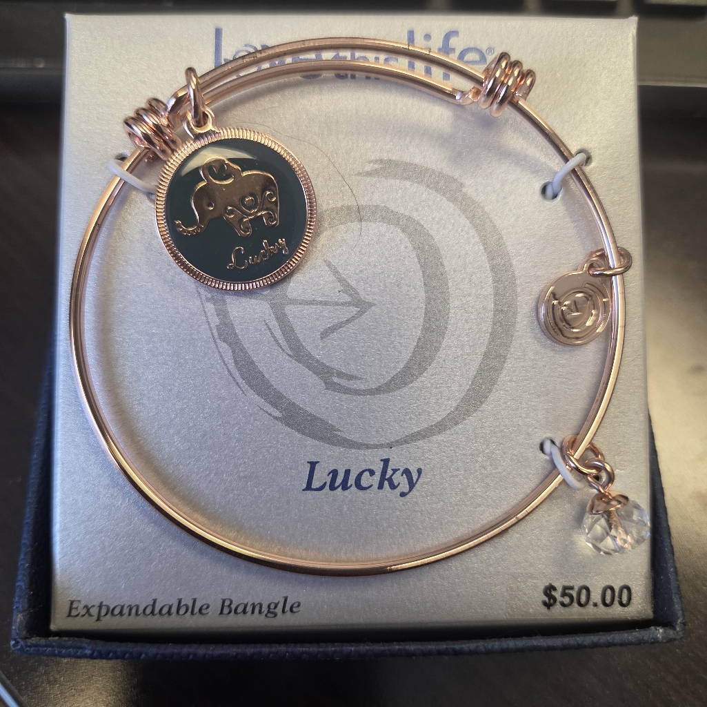 Love This Life Bangle Bracelet Adjustable Elephant 